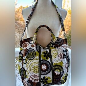 Vera Bradley Two Way Tote in Cocoa Moss Green Brown Crossbody Bag Handbag NWOT